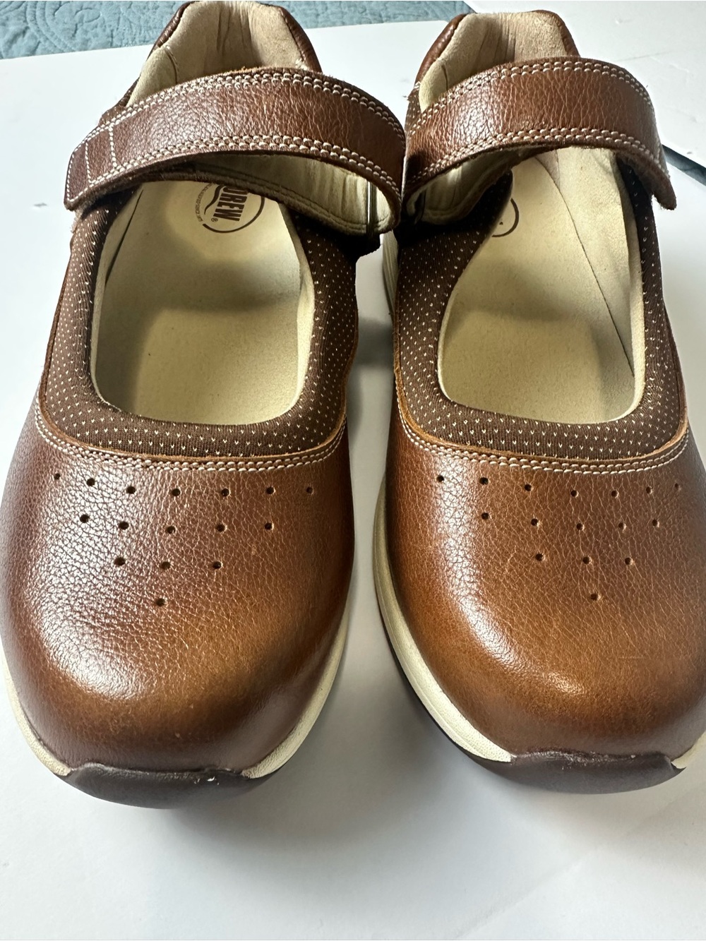 DREW Brown Leather Mary-Jane Sneakers